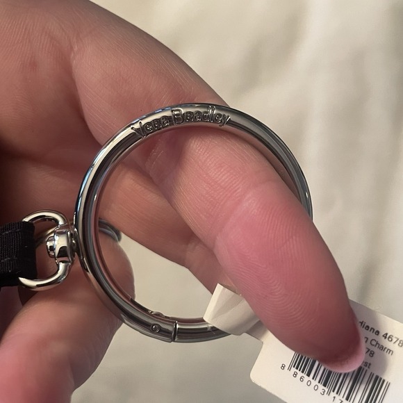 Vera Bradley WINTER FOREST Card Case Bag Charm- Embroidered Birds Navy Blue - Picture 5 of 6